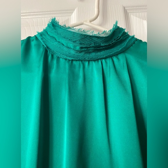 Ladies ZARA Green High Collar Blouse (Medium) - Picture 2 of 7